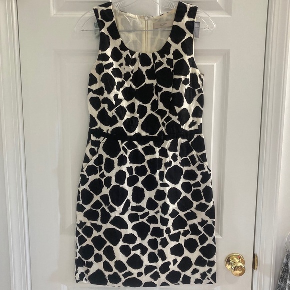 Black and beige cow print linen dress - Picture 1 of 4